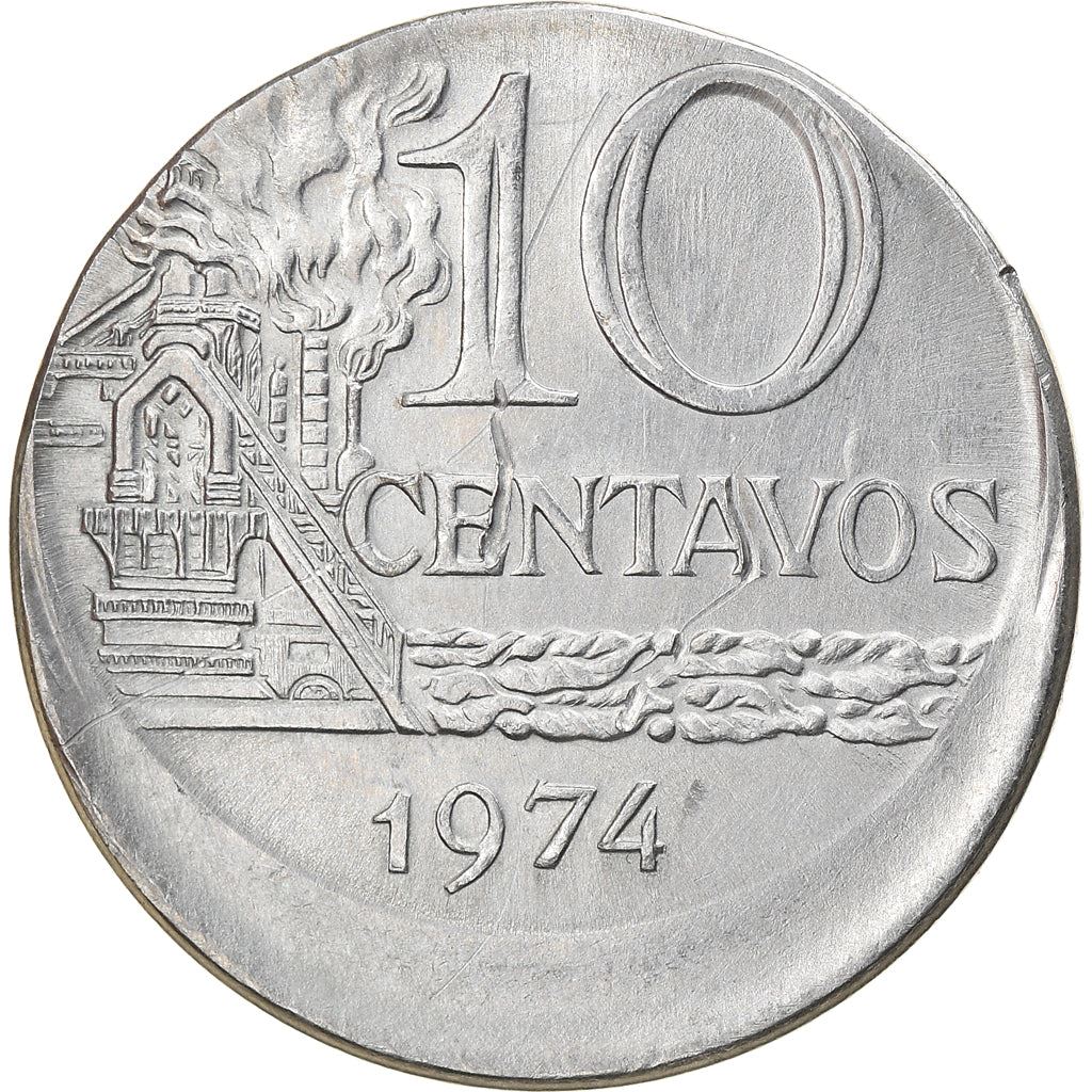 Brazil 10 Centavos Coin | magnetic | KM578.1a | 1974 - 1979