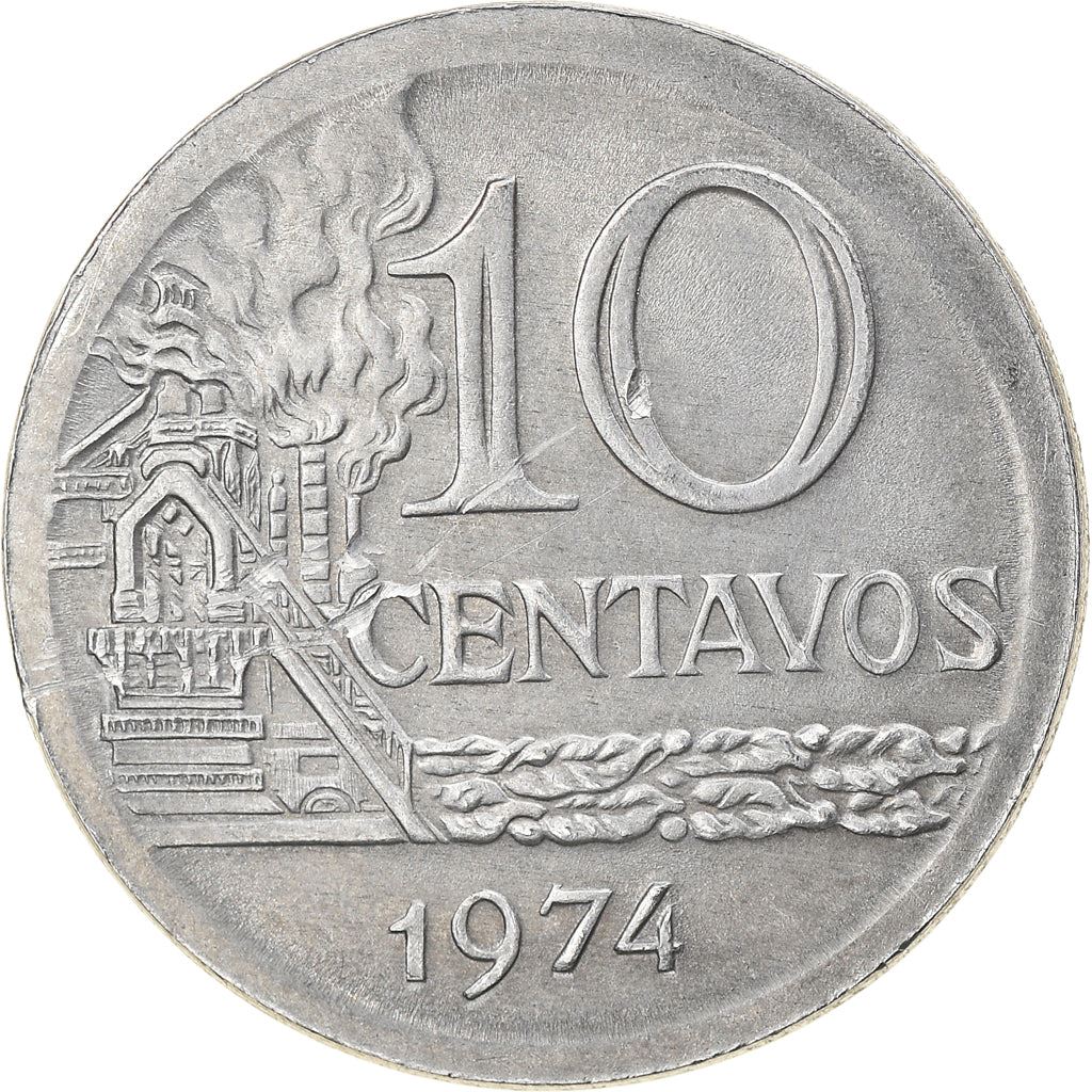 Brazil 10 Centavos Coin | magnetic | KM578.1a | 1974 - 1979