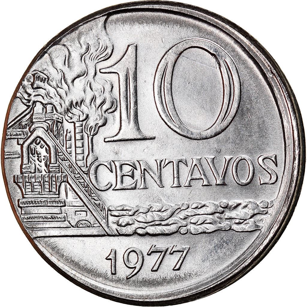 Brazil 10 Centavos Coin | magnetic | KM578.1a | 1974 - 1979