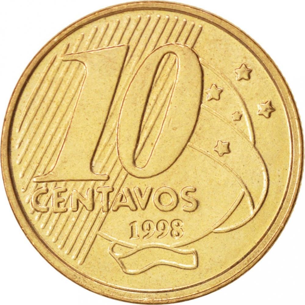 Brazil 10 Centavos Pedro I Coin KM649 1998 - 2021