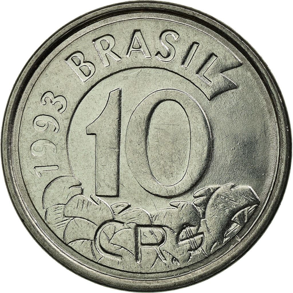 Brazil 10 Cruzeiros Reais Coin KM628 1993 - 1994