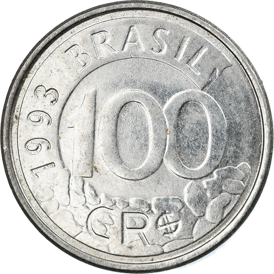 Brazil 100 Cruzeiros Reais Coin KM630 1993 - 1994