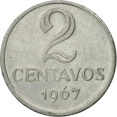 Brazil 2 Centavos Coin | Brazil's effigy of Liberty | 1967