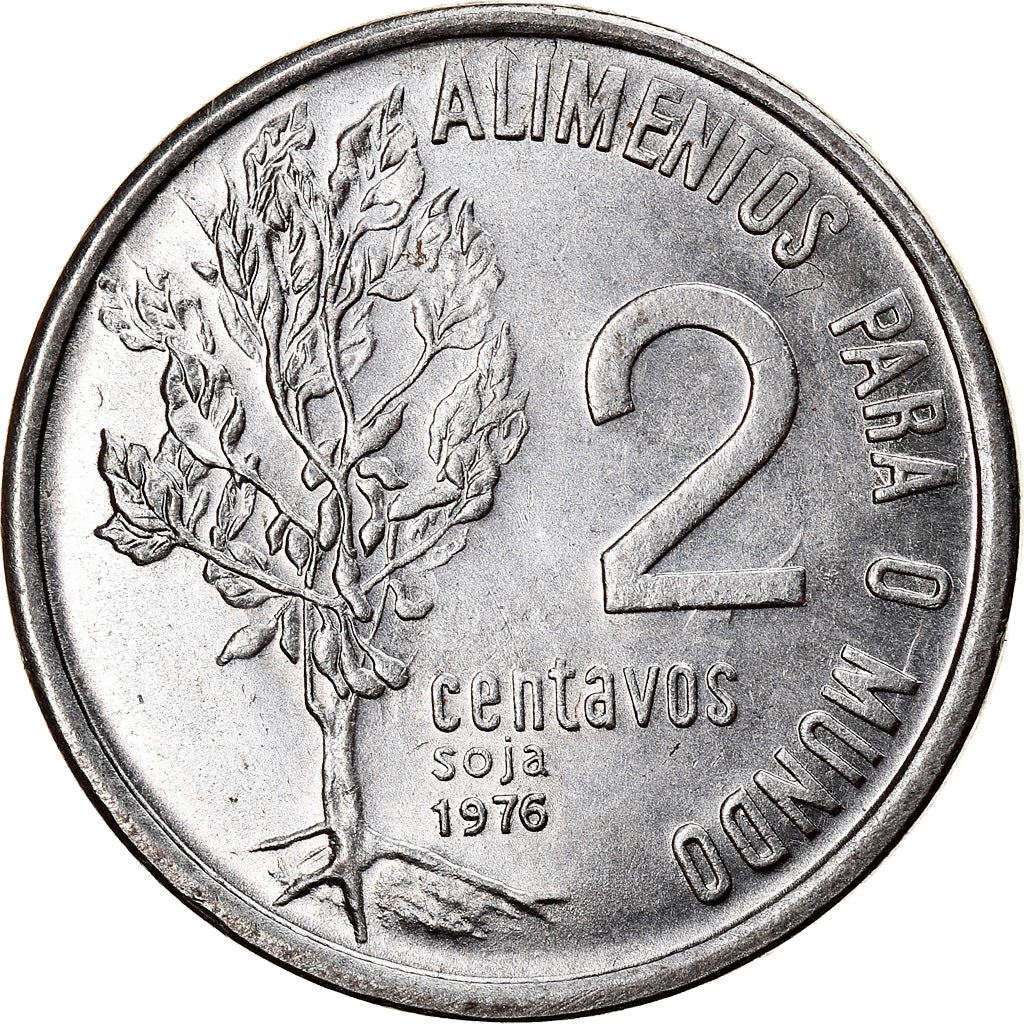 Brazil 2 Centavos Coin | FAO Soy Bean Plant | KM586 | 1975 - 1978