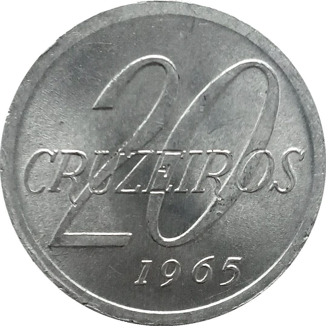 Brazil | 20 Cruzeiros Coin | Brazils map | KM573 | 1965