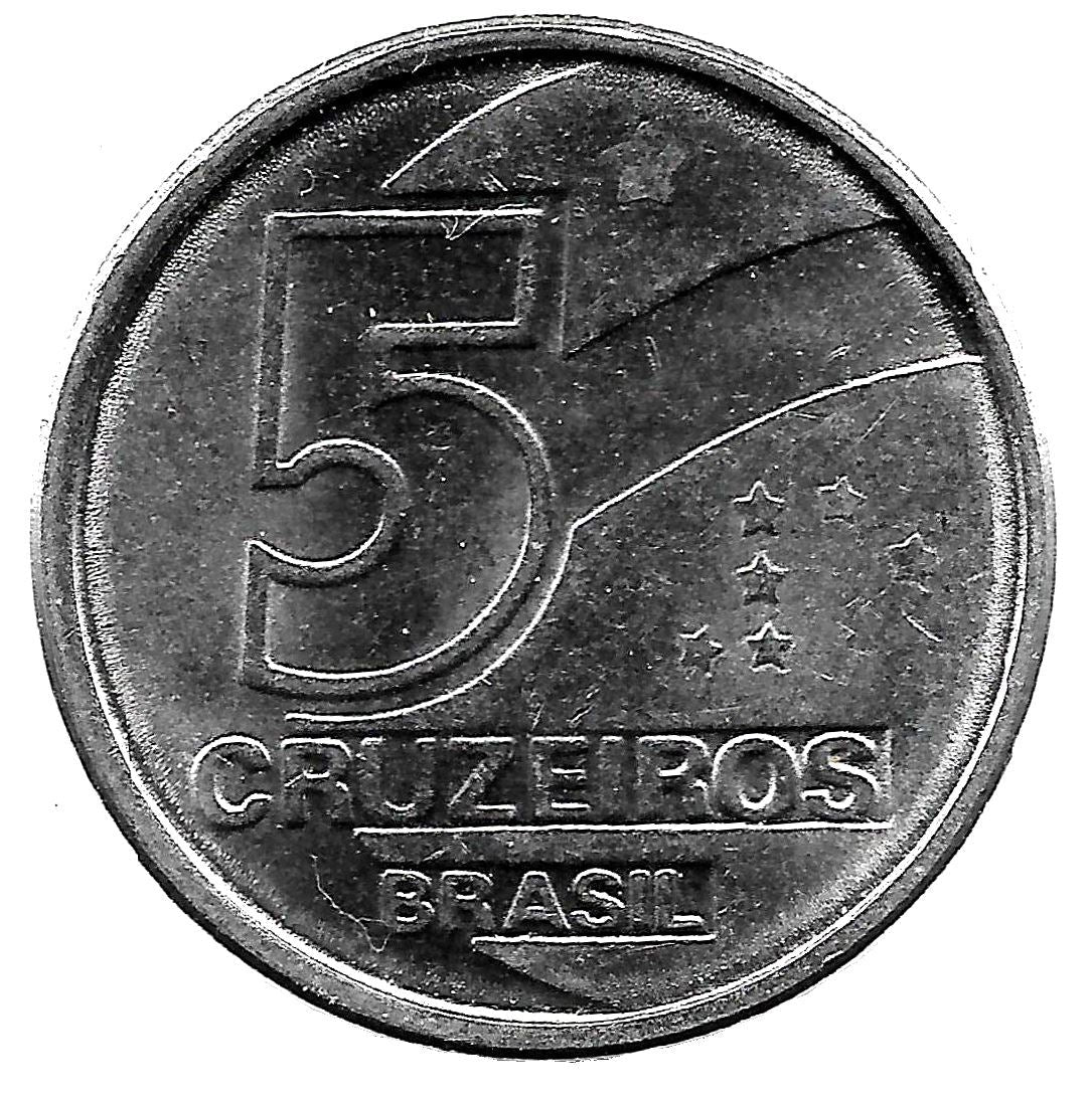 Brazil 5 Cruzeiros Coin KM618 1990 - 1992