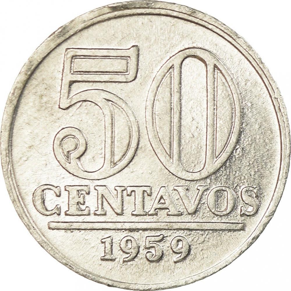 Brazil 50 Centavos Coin | KM569 | 1957 - 1961