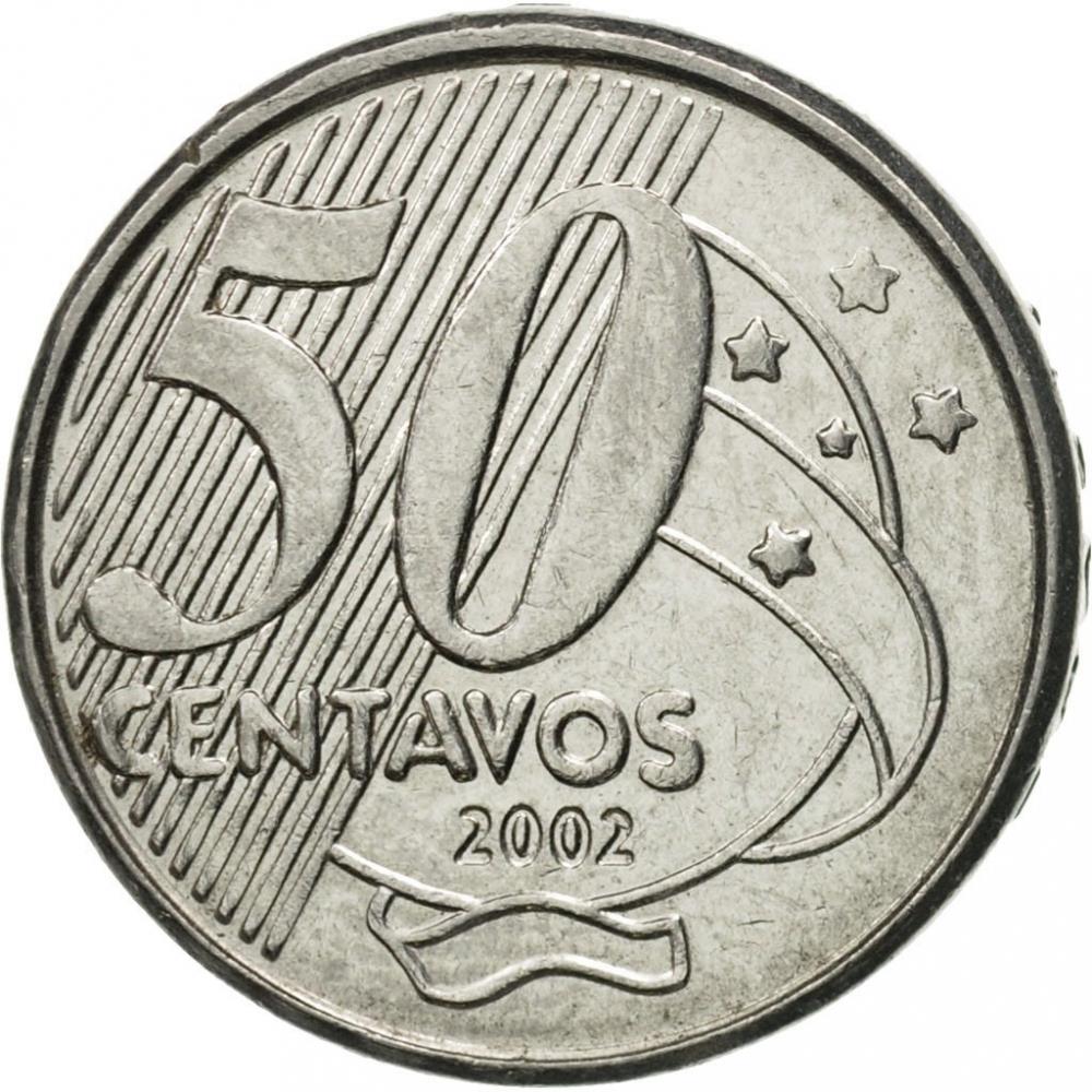 Brazil 50 Centavos Rio Branco; copper-nickel Coin KM651 1998 - 2001