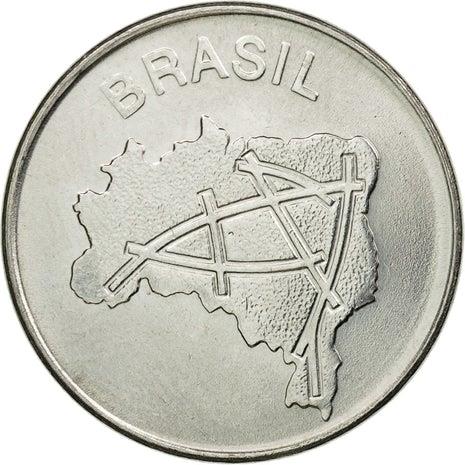 Brazilian 10 Cruzeiros Coin | KM592.1 | Brazil's main roads map | 1980 - 1984