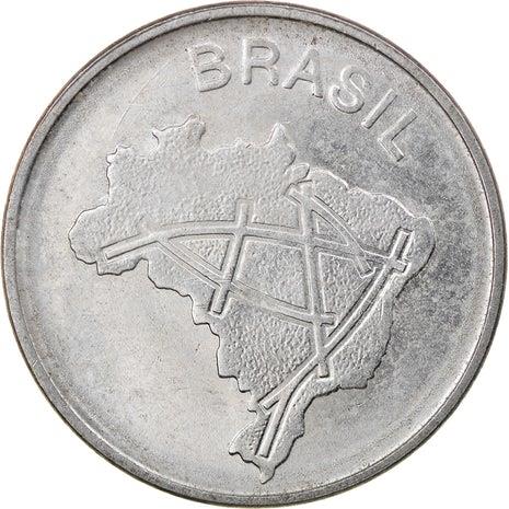 Brazilian 10 Cruzeiros Coin | KM592.2 | Brazil's main roads map | 1985 - 1986