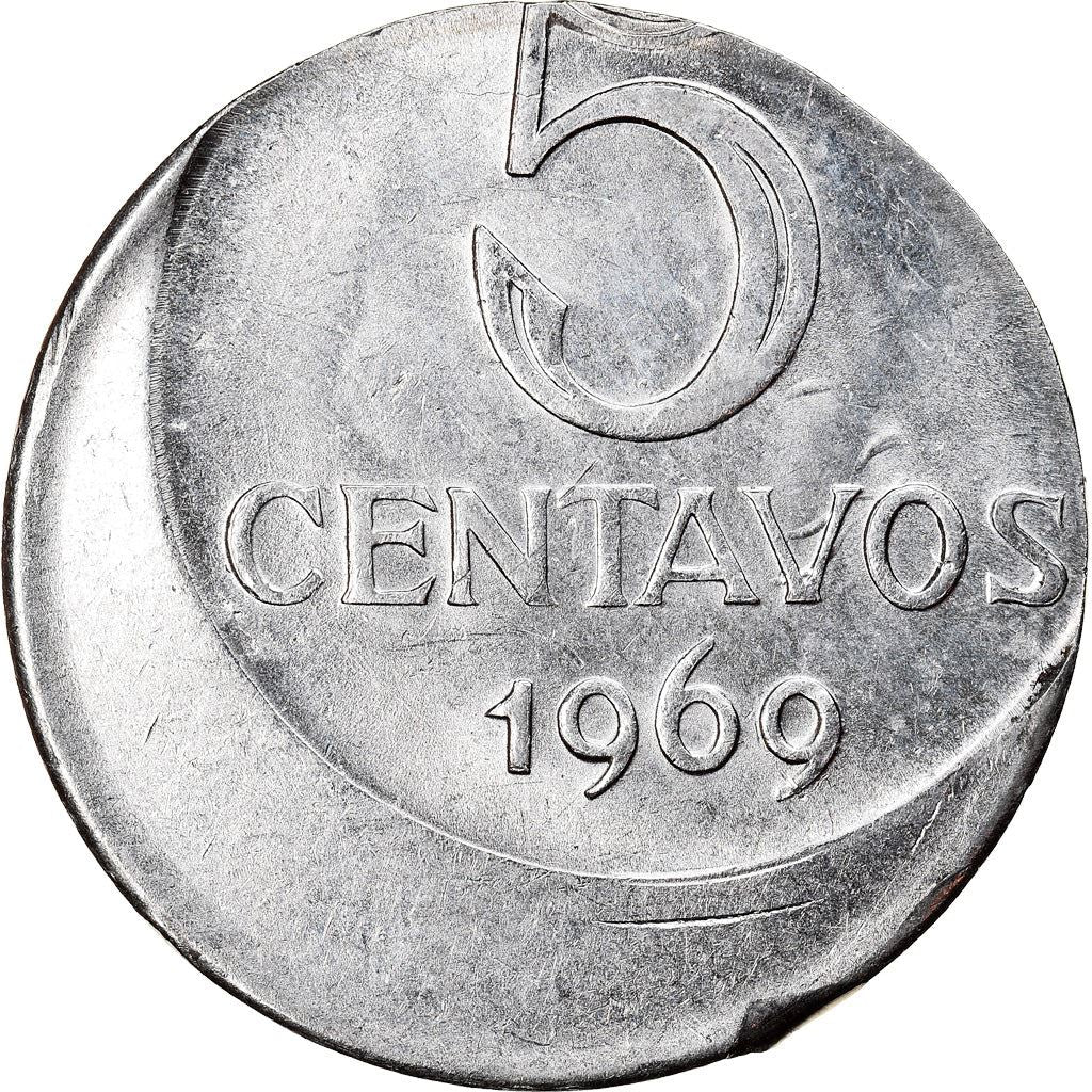 Brazilian 5 Centavos Coin | KM577.2 | Brazil's effigy of Liberty | 1969 - 1975