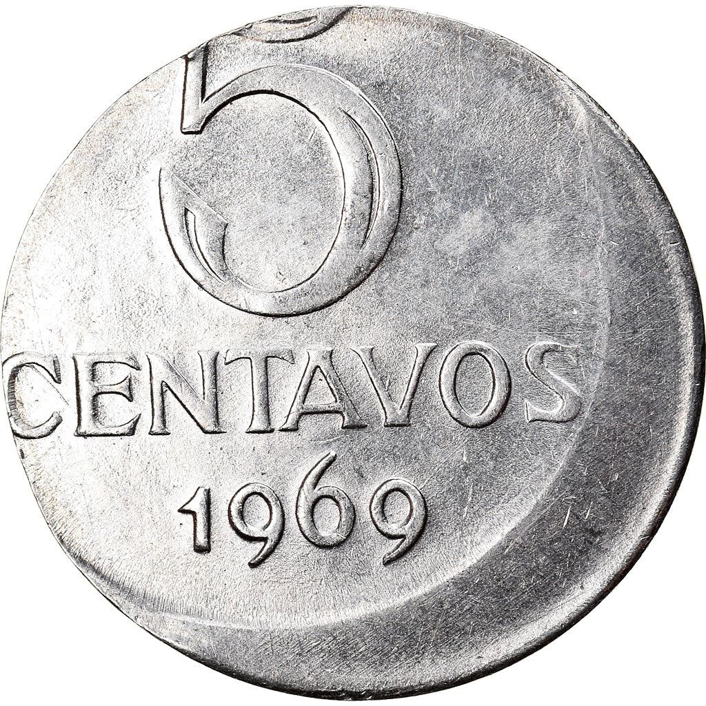 Brazilian 5 Centavos Coin | KM577.2 | Brazil's effigy of Liberty | 1969 - 1975