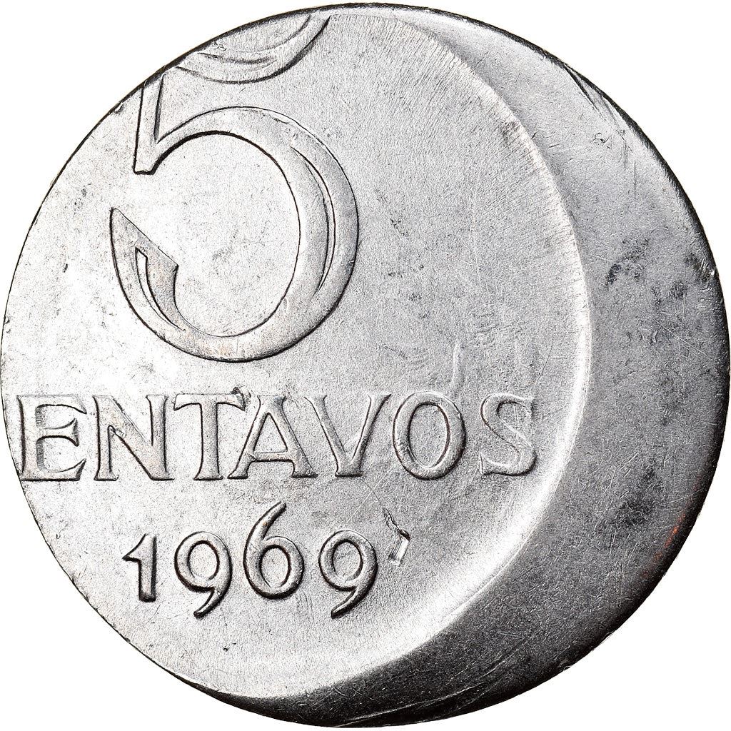 Brazilian 5 Centavos Coin | KM577.2 | Brazil's effigy of Liberty | 1969 - 1975