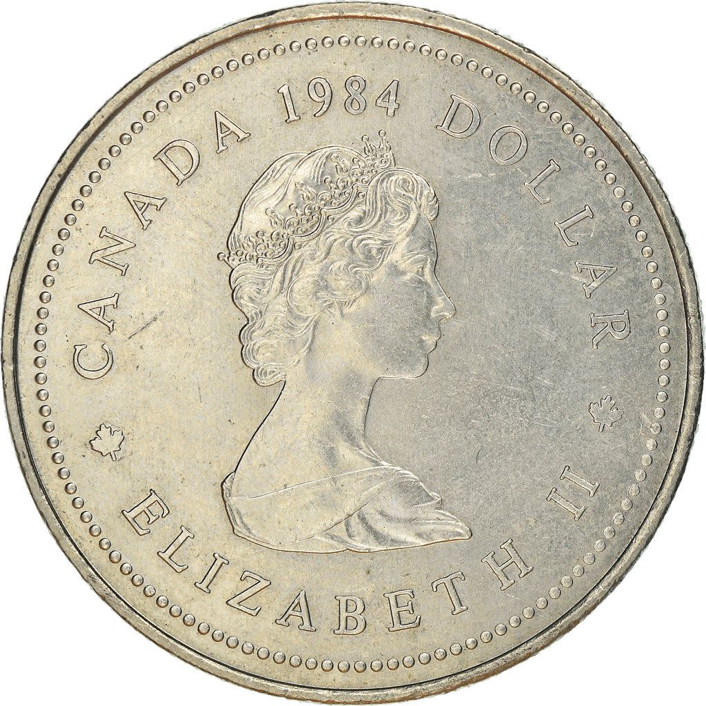 Canada 1 Dollar Coin | Queen Elizabeth II | Jacques Cartier | Ship | Soldier | KM141 | 1984