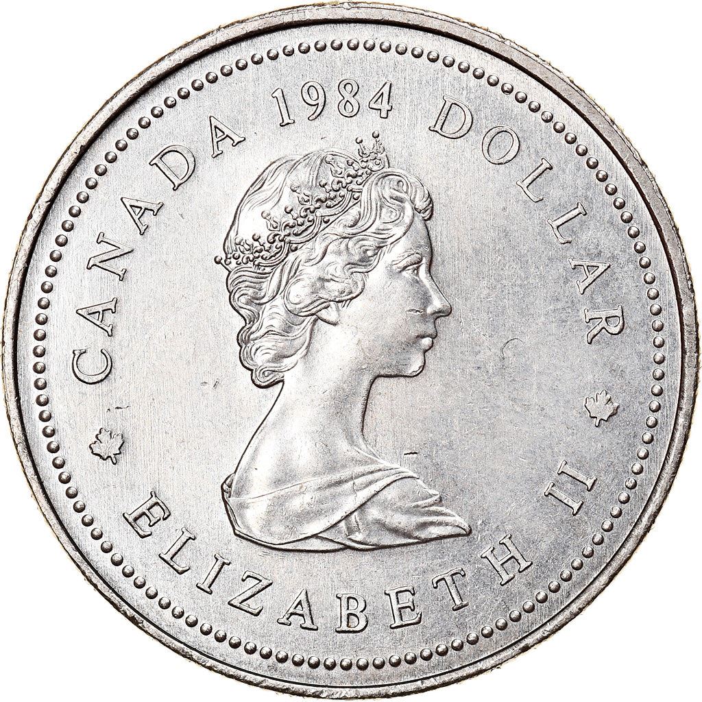 Canada 1 Dollar Coin | Queen Elizabeth II | Jacques Cartier | Ship | Soldier | KM141 | 1984