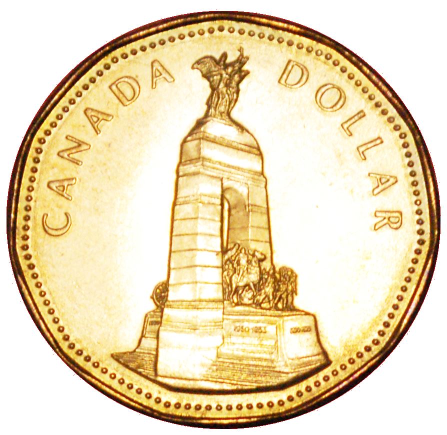 Canada 1 Dollar Coin | Queen Elizabeth II | National War Memorial | KM248 | 1994