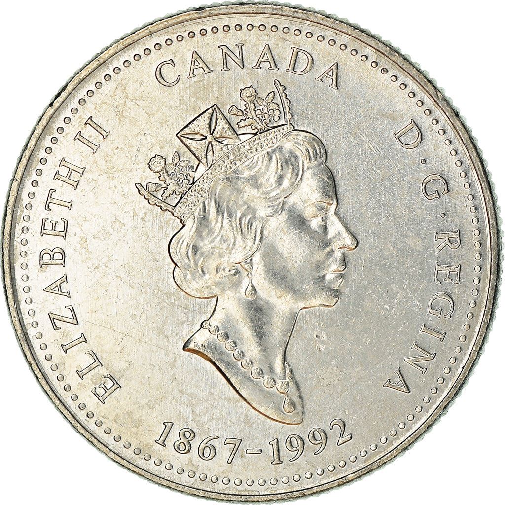 Canada 25 Cents Coin | Queen Elizabeth II | Dory | Rowing Boat | KM213 | 1992