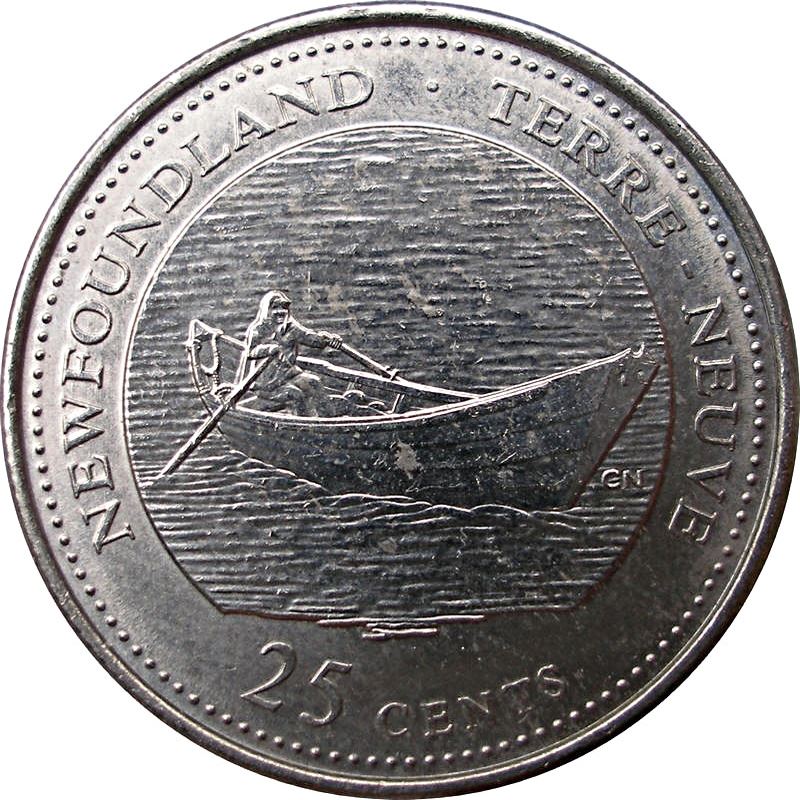 Canada 25 Cents Coin | Queen Elizabeth II | Dory | Rowing Boat | KM213 | 1992