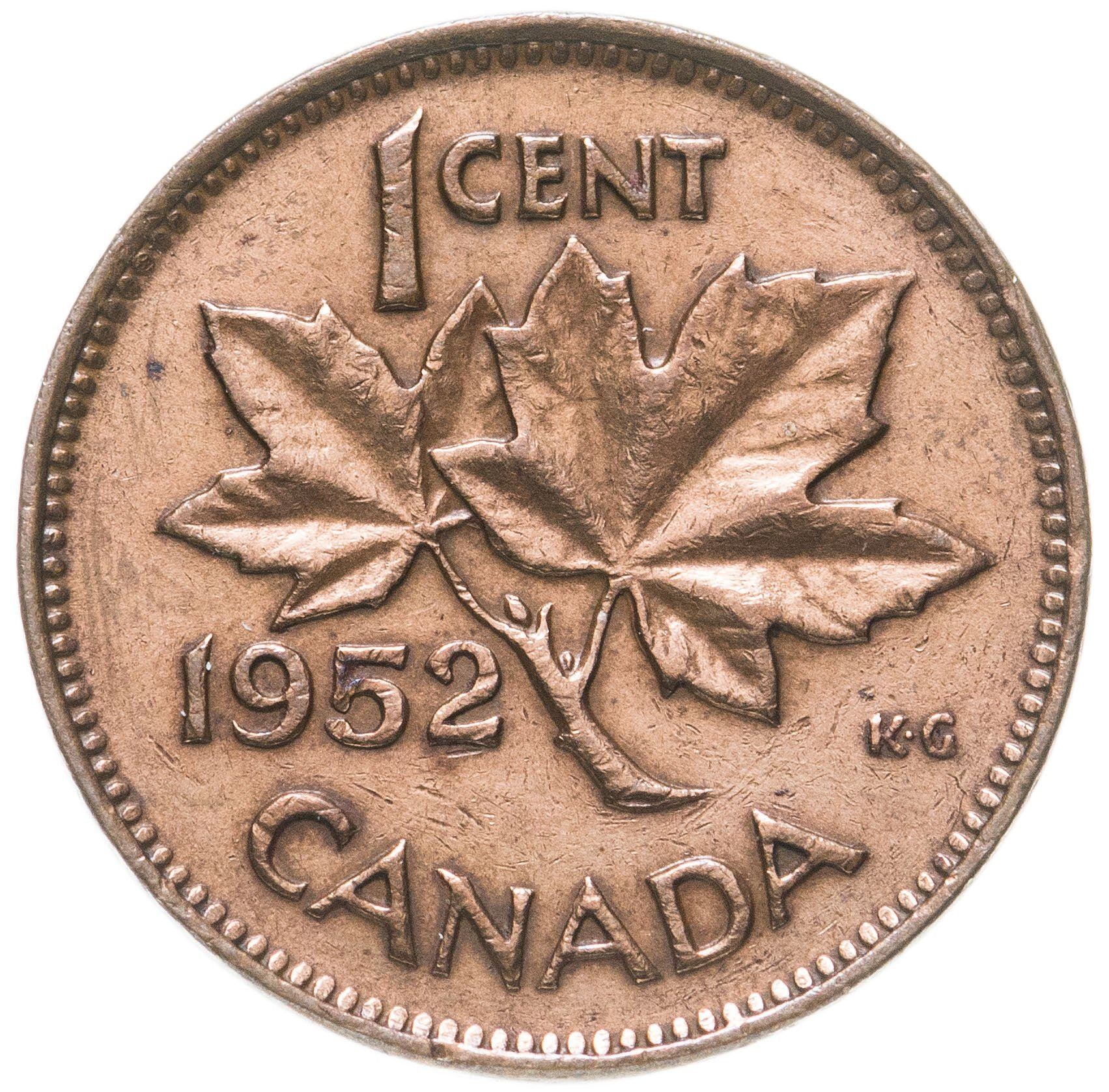 Canada Coin Canadian 1 Cent | King George VI | Maple Leaf | KM41 | 1948 - 1952