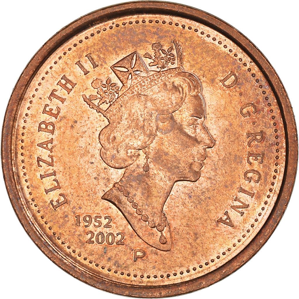 Canada Coin Canadian 1 Cent | Queen Elizabeth II | Golden Jubilee | Maple Leaf | KM445 | 2002