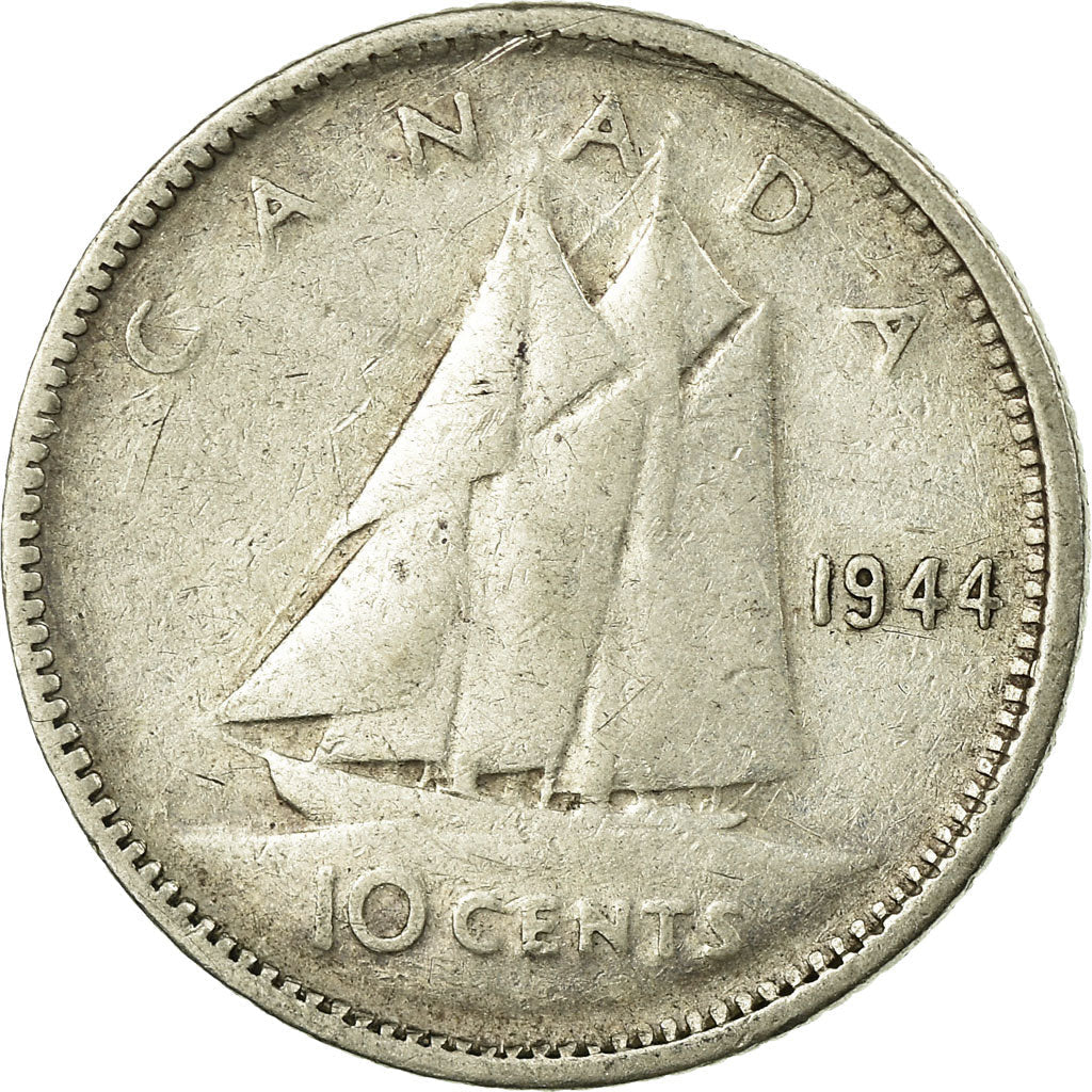 Canada Coin Canadian 10 Cents | King George VI | Bluenose Racing Ship | KM34 | 1937 - 1947