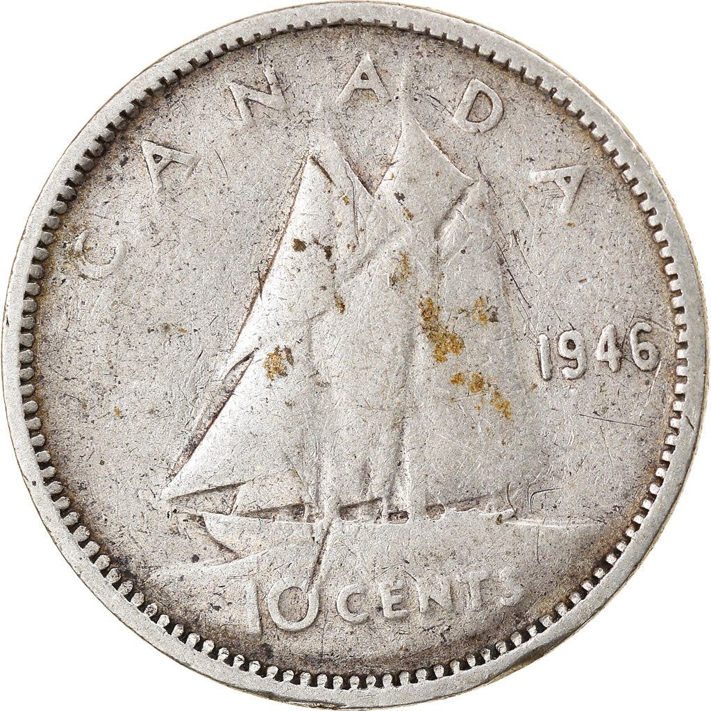 Canada Coin Canadian 10 Cents | King George VI | Bluenose Racing Ship | KM34 | 1937 - 1947