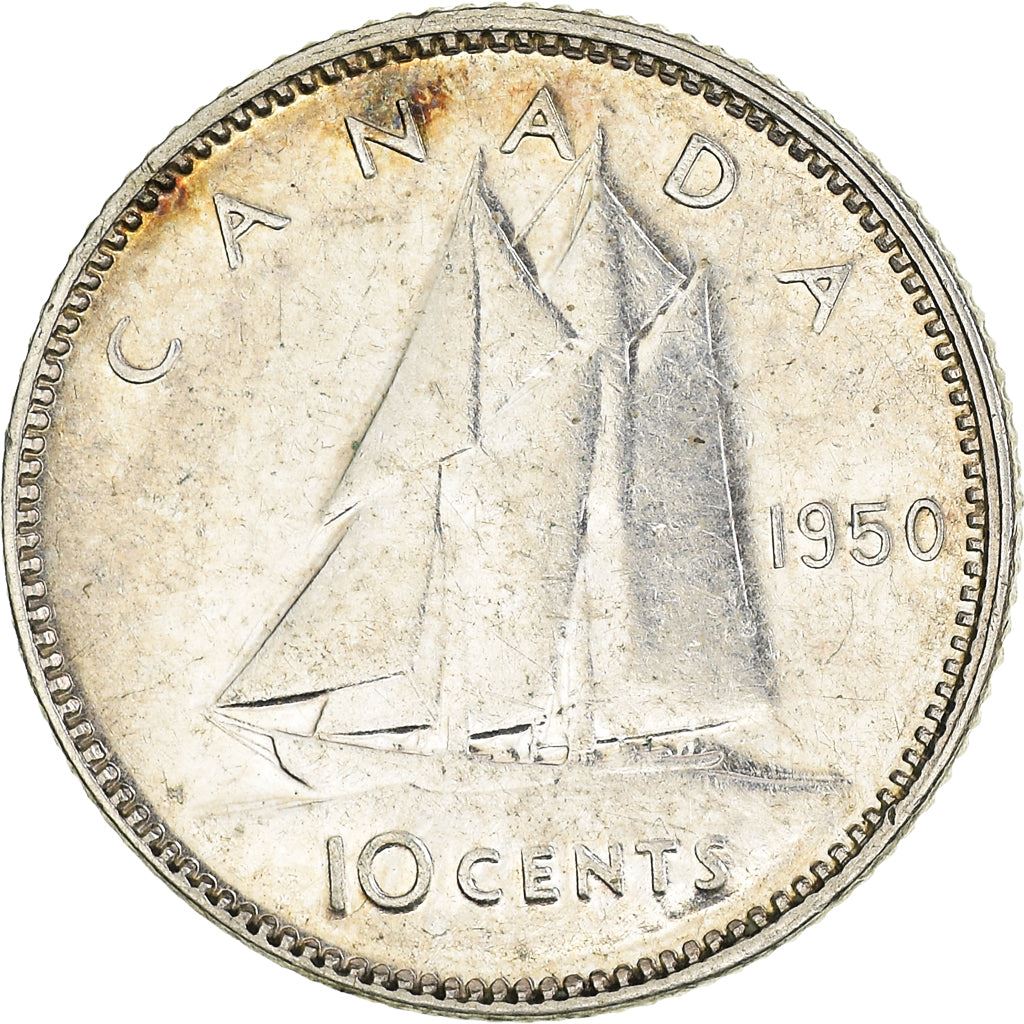 Canada Coin Canadian 10 Cents | King George VI | Bluenose Racing Ship | KM43 | 1948 - 1952