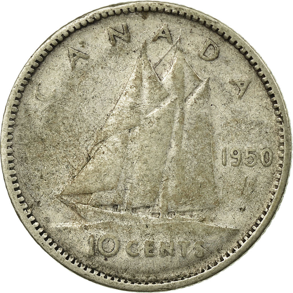 Canada Coin Canadian 10 Cents | King George VI | Bluenose Racing Ship | KM43 | 1948 - 1952