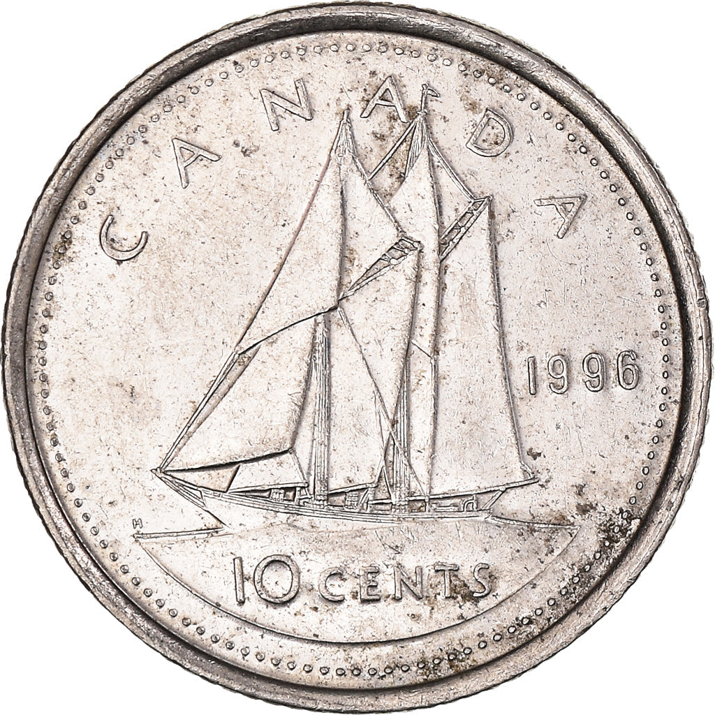 Canada Coin Canadian 10 Cents | Queen Elizabeth II | Bluenose Racing Ship | KM183 | 1990 - 2000