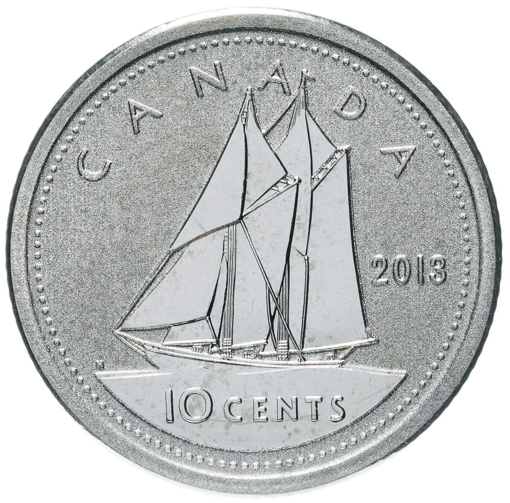 Canada Coin Canadian 10 Cents | Queen Elizabeth II | Bluenose Racing Ship | KM492 | 2003 - 2021