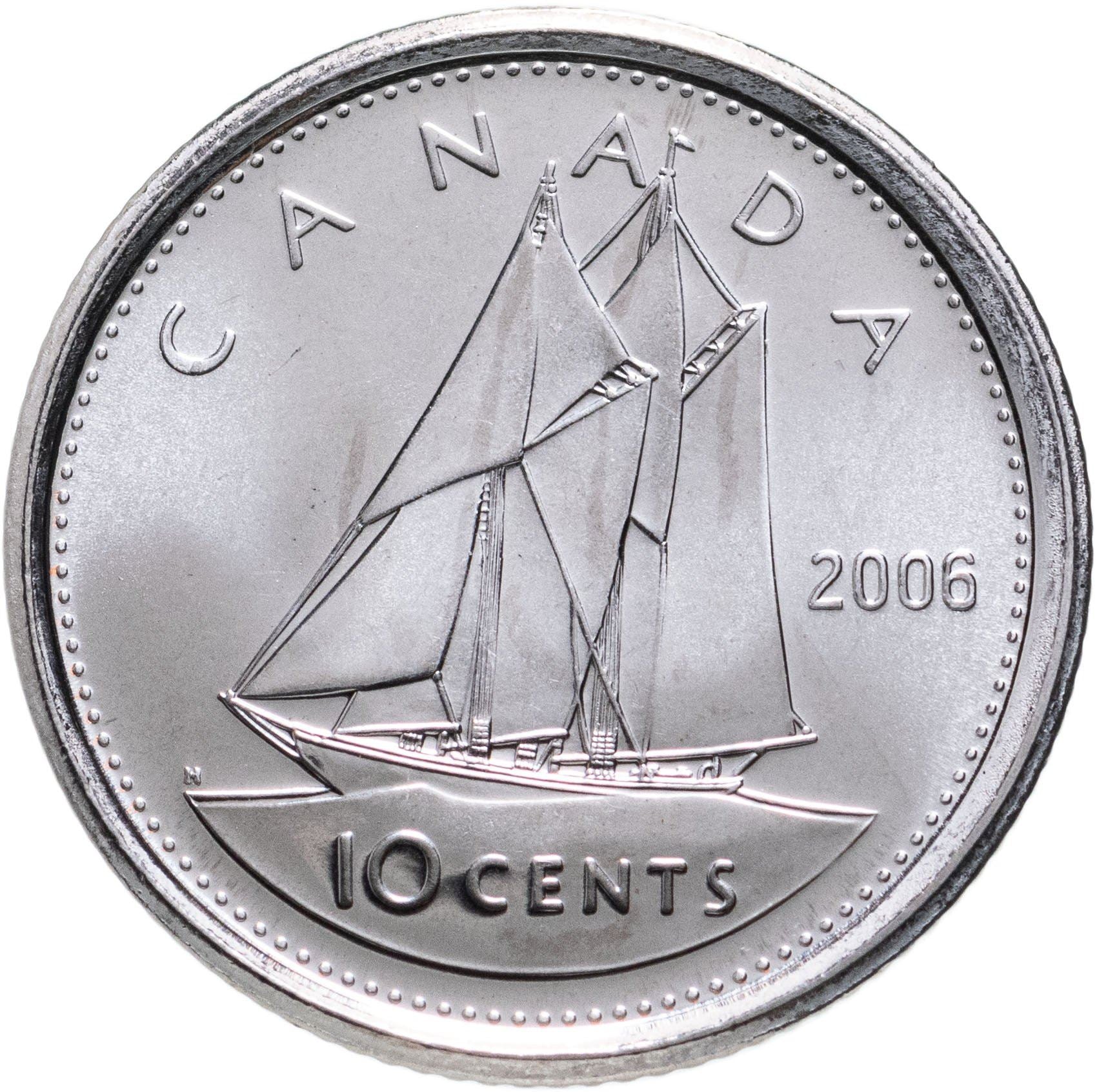 Canada Coin Canadian 10 Cents | Queen Elizabeth II | Bluenose Racing Ship | KM492 | 2003 - 2021