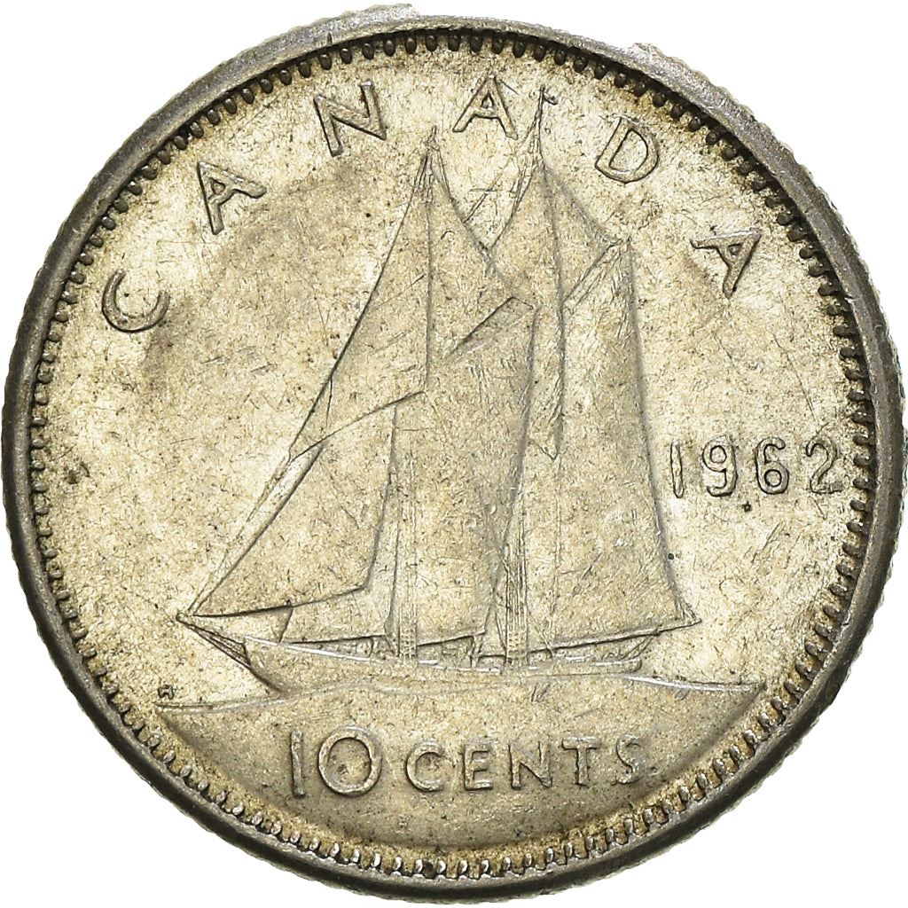 Canada Coin Canadian 10 Cents | Queen Elizabeth II | Bluenose Racing Ship | KM51 | 1953 - 1964