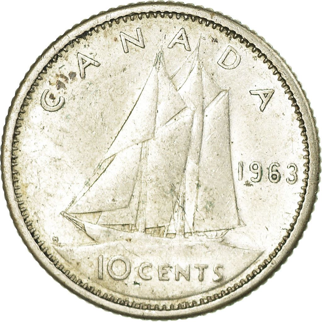 Canada Coin Canadian 10 Cents | Queen Elizabeth II | Bluenose Racing Ship | KM51 | 1953 - 1964