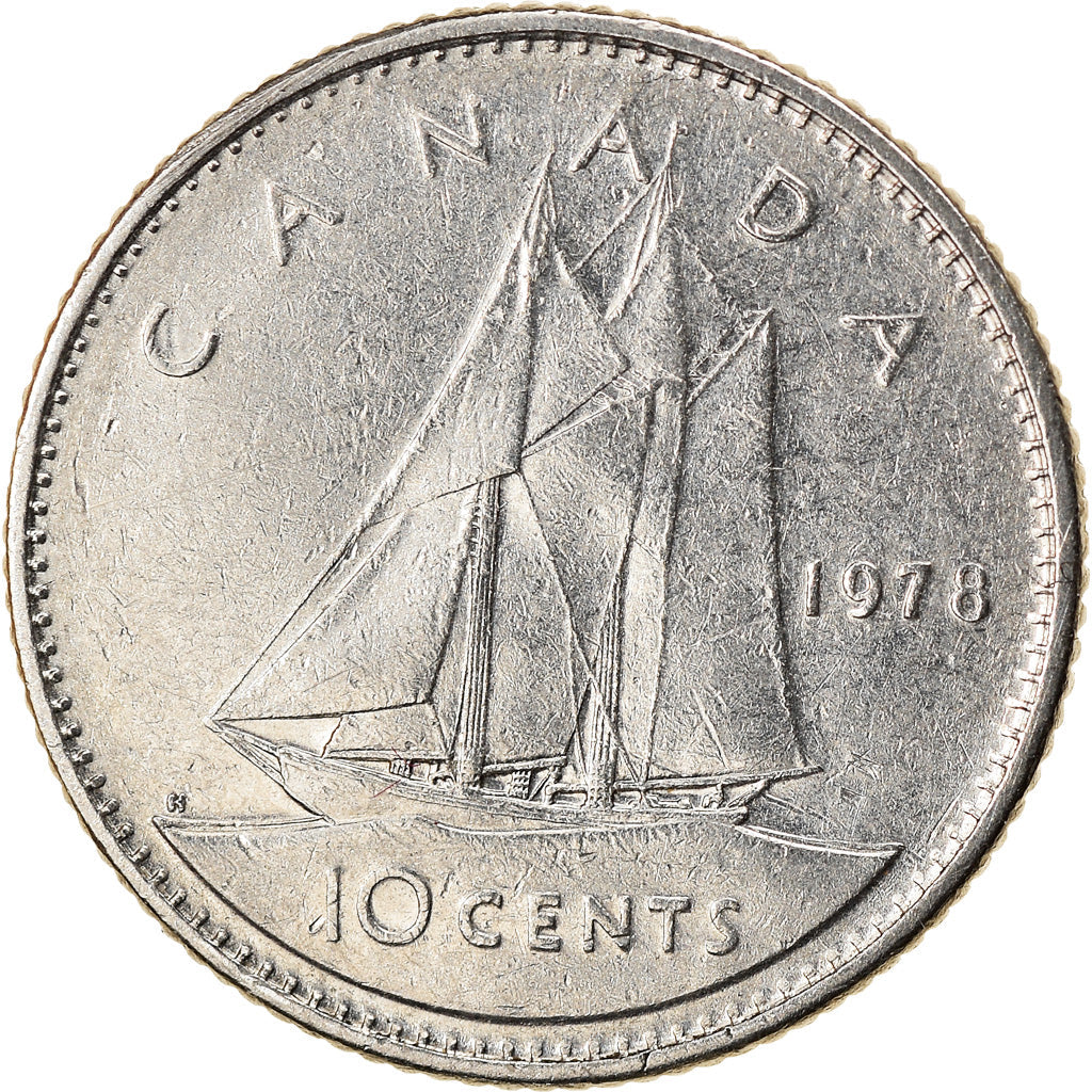 Canada Coin Canadian 10 Cents | Queen Elizabeth II | Bluenose Racing Ship | KM77 | 1969 - 1989