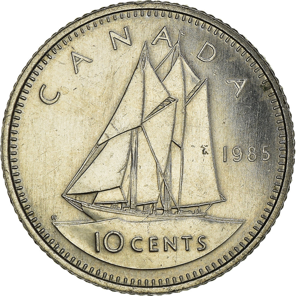 Canada Coin Canadian 10 Cents | Queen Elizabeth II | Bluenose Racing Ship | KM77 | 1969 - 1989