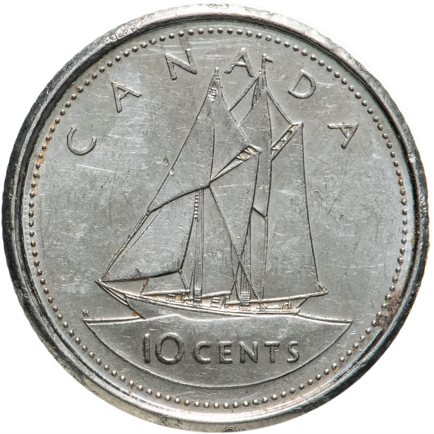 Canada Coin Canadian 10 Cents | Queen Elizabeth II | Golden Jubilee | Bluenose Racing Ship | KM447 | 2002