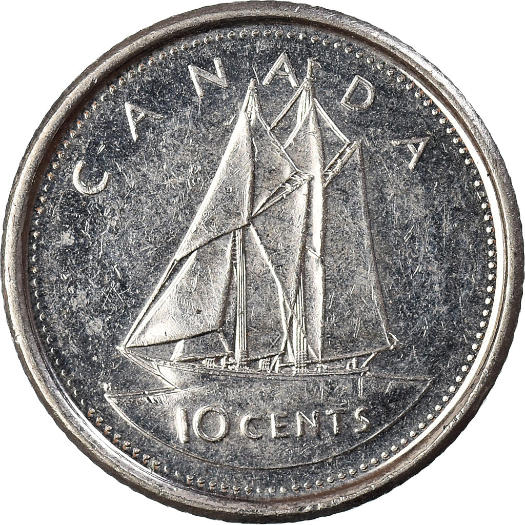 Canada Coin Canadian 10 Cents | Queen Elizabeth II | Golden Jubilee | Bluenose Racing Ship | KM447 | 2002