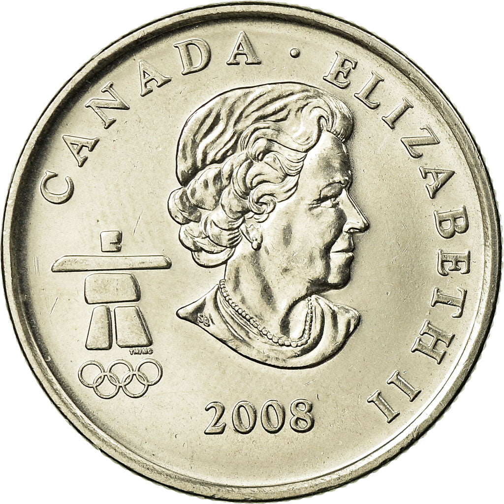 Canada Coin Canadian 25 Cents | Queen Elizabeth II | Bobsleigh | KM841 | 2008