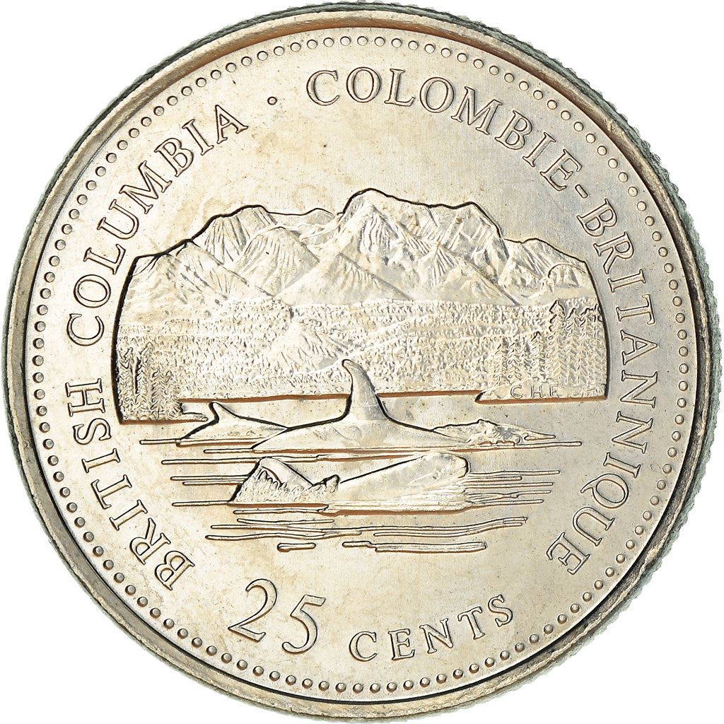 Canada Coin Canadian 25 Cents | Queen Elizabeth II | British Columbia | KM232 | 1992