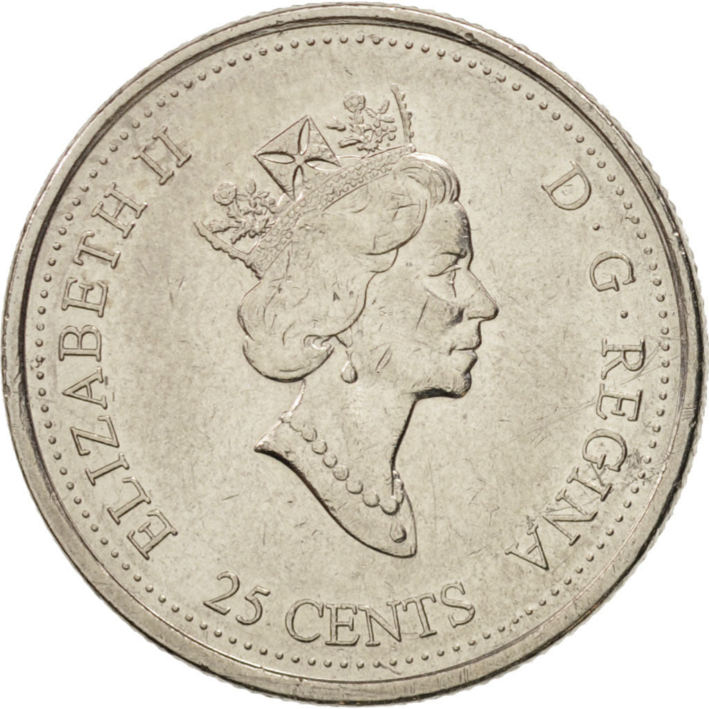 Canada Coin Canadian 25 Cents | Queen Elizabeth II | Celebration | Fireworks | KM383 | 2000