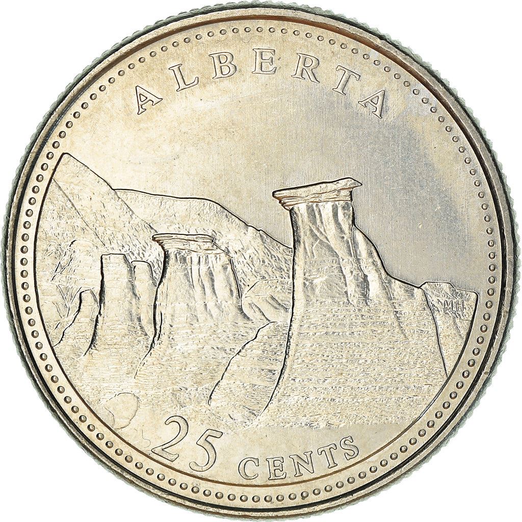 Canada Coin Canadian 25 Cents | Queen Elizabeth II | Hoodoos | Badlands | KM221 | 1992