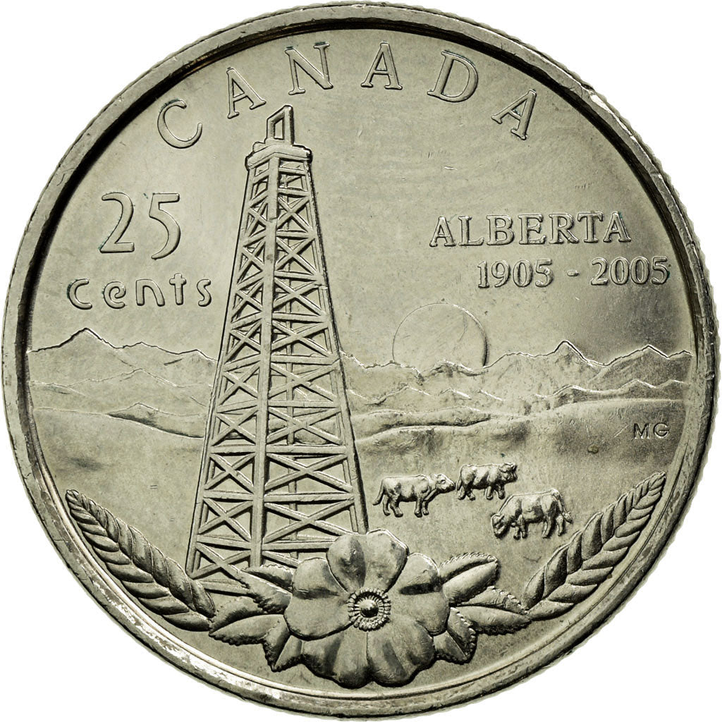 Canada Coin Canadian 25 Cents | Queen Elizabeth II | Province of Alberta | KM530 | 2005