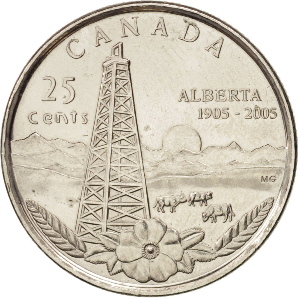 Canada Coin Canadian 25 Cents | Queen Elizabeth II | Province of Alberta | KM530 | 2005