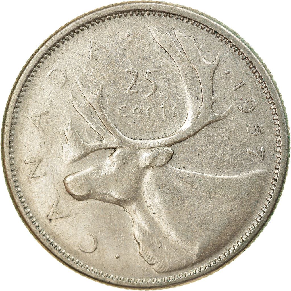 Canada Coin Canadian 25 Cents | Queen Elizabeth II | Raindeer | KM52 | 1953 - 1964