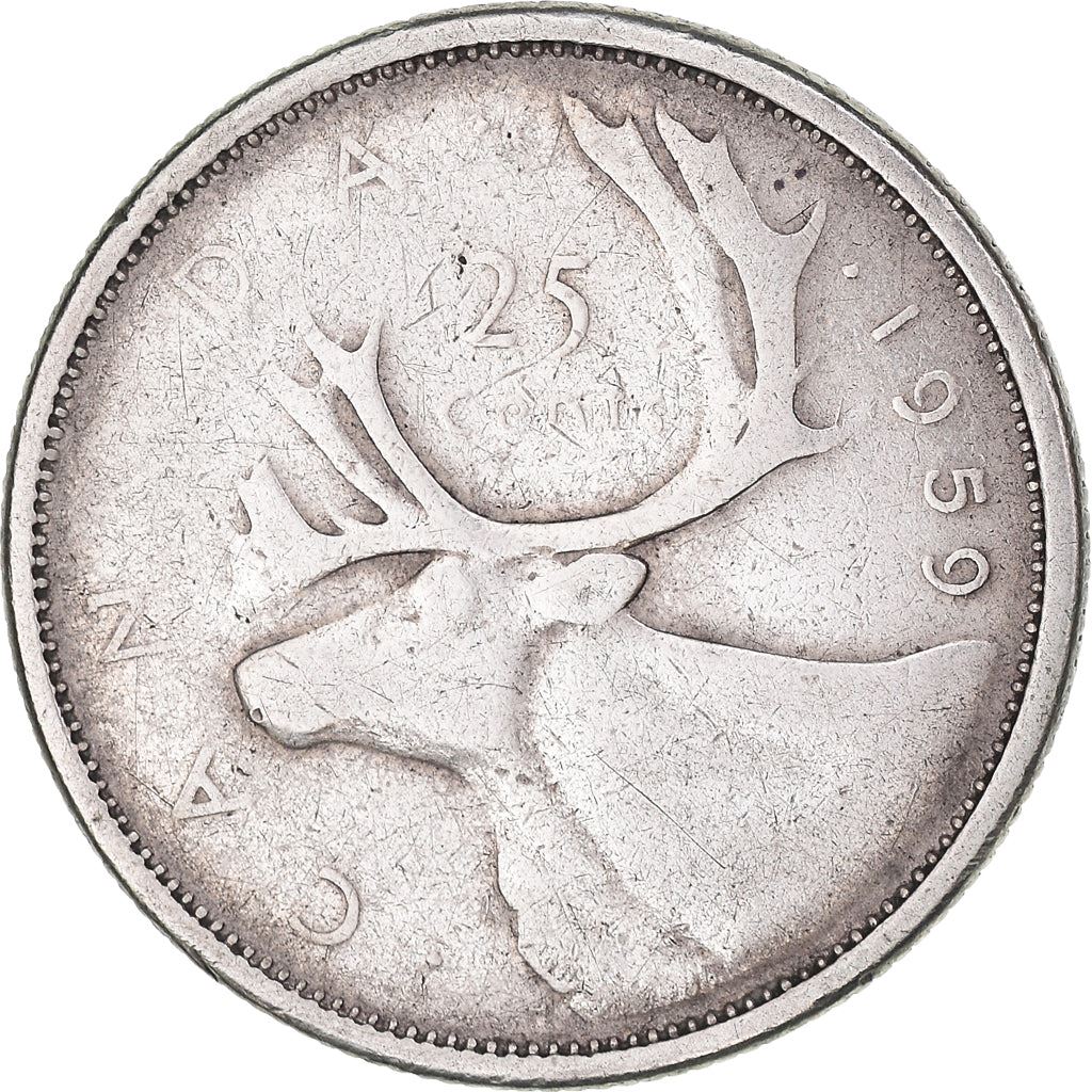 Canada Coin Canadian 25 Cents | Queen Elizabeth II | Raindeer | KM52 | 1953 - 1964