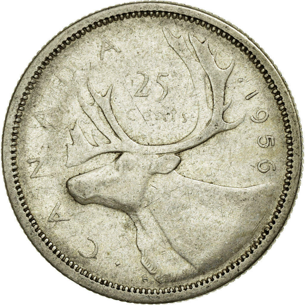 Canada Coin Canadian 25 Cents | Queen Elizabeth II | Raindeer | KM52 | 1953 - 1964