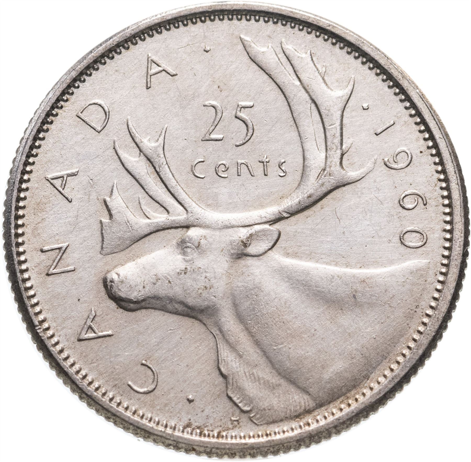 Canada Coin Canadian 25 Cents | Queen Elizabeth II | Raindeer | KM52 | 1953 - 1964