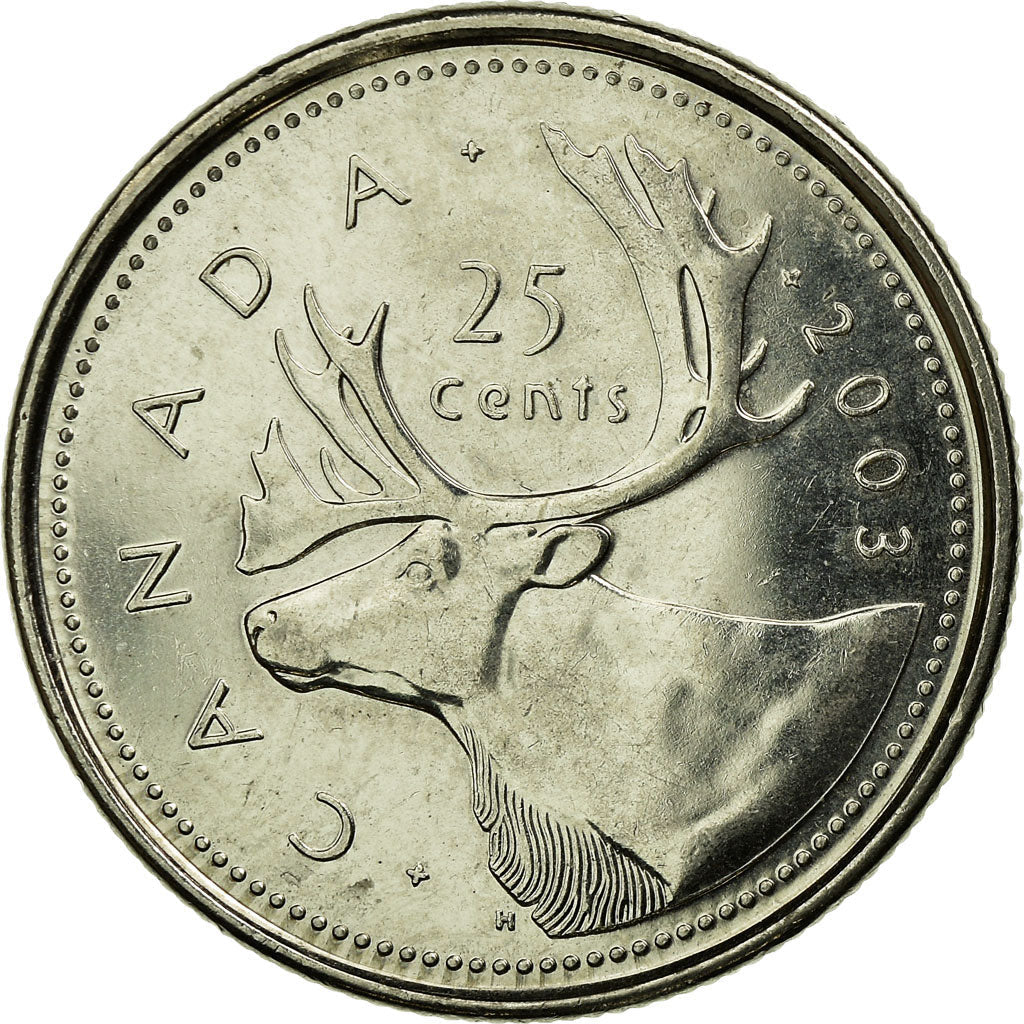 Canada Coin Canadian 25 Cents | Queen Elizabeth II | Reindeer | KM184b | 1999 - 2003