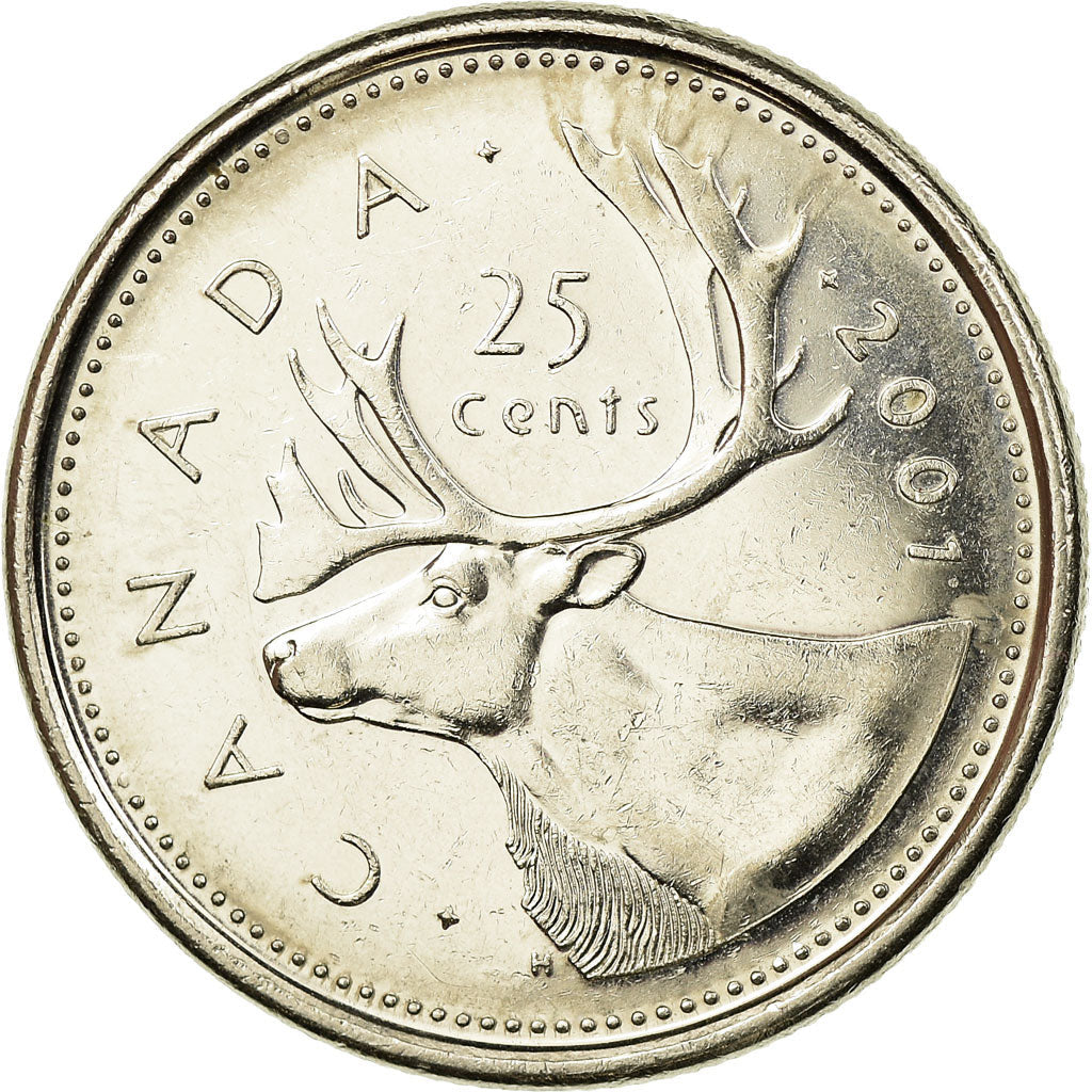 Canada Coin Canadian 25 Cents | Queen Elizabeth II | Reindeer | KM184b | 1999 - 2003