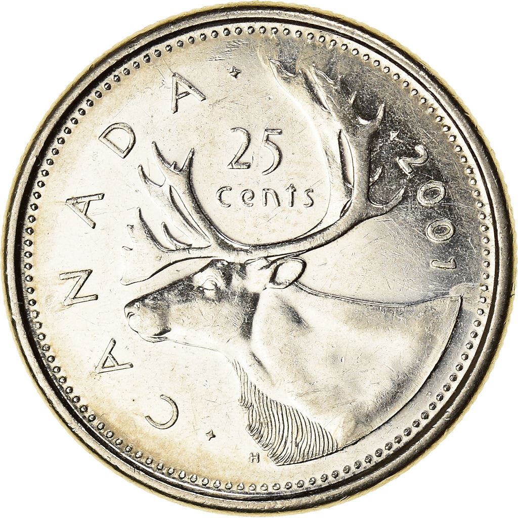 Canada Coin Canadian 25 Cents | Queen Elizabeth II | Reindeer | KM184b | 1999 - 2003